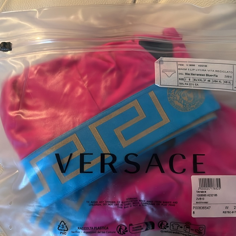 π Versace NWT SET bikini top & bottom or crop top/briefs! Pink & blue both XL 5 - Picture 9 of 9